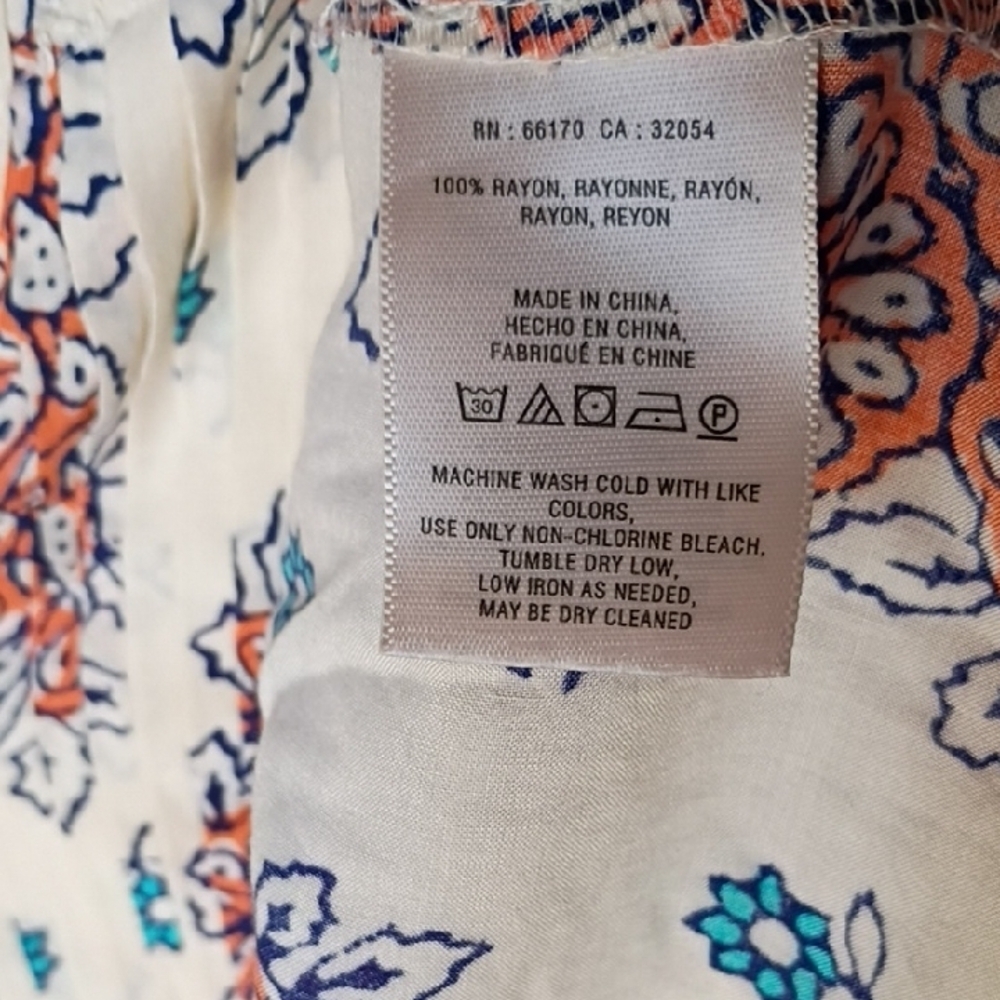 Anthropologie Top Vanessa Virginia Mahdia Floral Cream Swing Blouse Size 8 - Picture 9 of 10